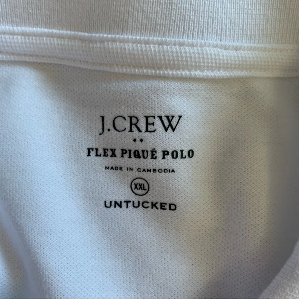 J Crew Factory Mens XXL White Flex Pique Polo Shirt Short Sleeve FLAWS